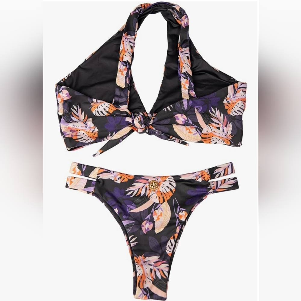 Sweet Penelope Floral Print Halter Bikini Set - Picture 2 of 6